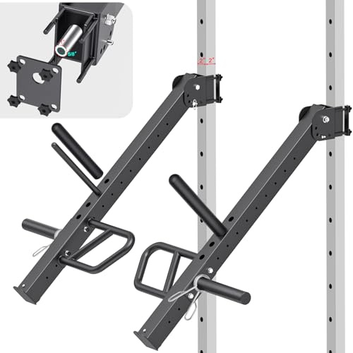 Kipika Power Rack Jammer Arms – justerbart höjd och vinkelspaksystem för 2 x 2 kraftburar med 5/8 tum eller 2,5 cm hål – passar 2-tums olympiska plattor – 1 par (för 5 x 5 cm ställ med 5/8 tum eller