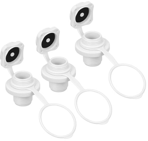 Zerodeko Tapón de Válvula de Rosca Espiral para Bote Inflable 3 Unidades sin Base Válvula de Aire para Kayak Canoa y Colchón Inflable Inflado y Desinflado Rápido Repuesto PVC