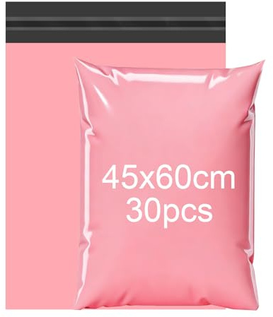 PDKKFF 30 Pièces 45x60cm Enveloppe Plastique Expedition Rose, Pochette Envoie Colis Vinted, Emballage Colis Vinted, Autoadhésive Sac, Opaques Sachet pour Textiles et Boîtes à Chaussures