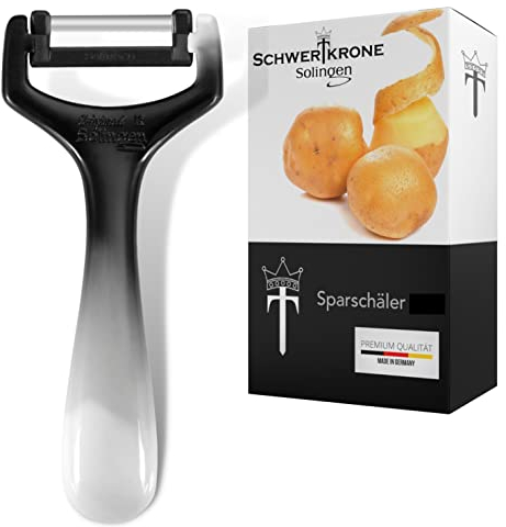 Querschäler Kartoffelschäler Pendelschäler Aus Solingen/Schneidemesser/Sparschäler/Spargelschäler/Gemüsehobel/Gemüseschäler Scharf Gurkenschäler Rechtshänder & Linkshänder (schwarz, 1)