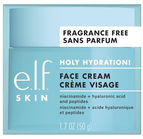 e.l.f. SKIN Holy Hydration! Crème pour le visage, lisse, non grasse, légère, nourrissante, hydrate, adoucit, absorbe rapidement, convient à tous les types de peau