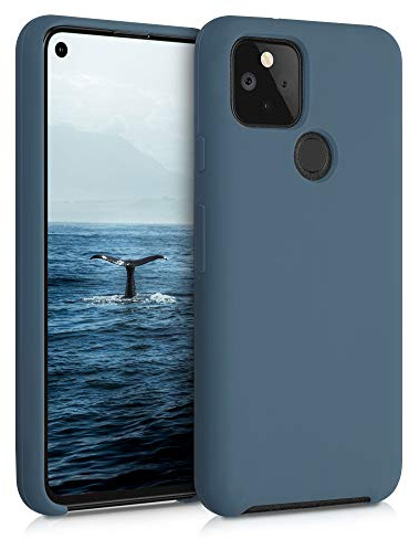 kwmobile Hülle kompatibel mit Google Pixel 5 Hülle - Silikon Handy Case - Handyhülle weiche Oberfläche - kabelloses Laden - Dunkler Schiefer
