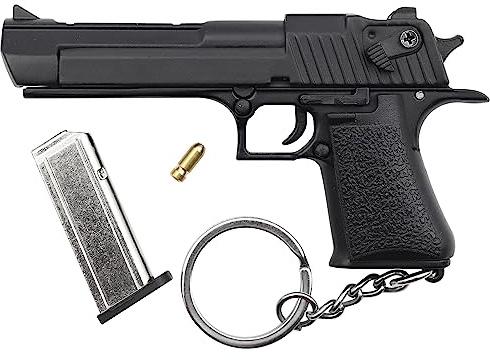 Desert Eagle Mini Kunststoff Schlüsselanhänger Taktische Waffe Schlüsselanhänger Form Schlüsselanhänger mit beweglichen Teilen Realistische Waffe Modell Männer Anhänger Sammlung Fan Geschenk (Schwarz)