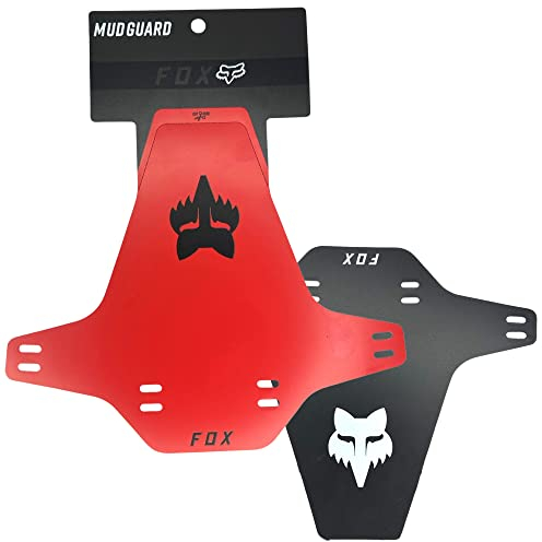 f26 Mud Guard Fahrrad Racing MTB DH FR Ebike kompatibel mit Fox Gabel Spritzschutz Fender Schutzblech (Retro Rot/Logo Schwarz)