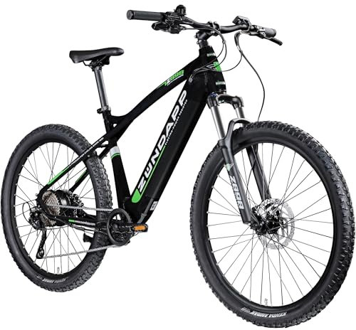 ZÜNDAPP Z898 E-Bike E Mountainbike 27,5 Zoll Pedelec 170-190 cm Hardtail MTB 10 Gang Elektro Fahräder Scheibenbremsen (schwarz/grün, 48 cm)