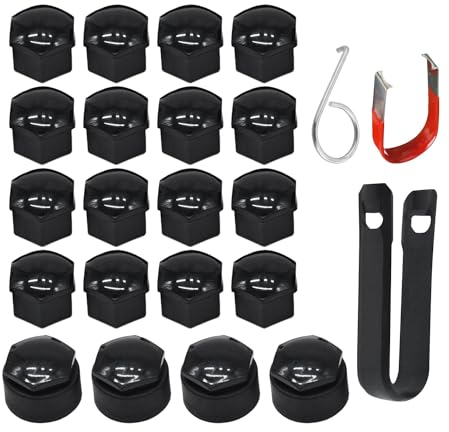 MEMOFYND 1 jeu de cache-écrous de roue de voiture de 17 mm, outil pour enlever les écrous de roue, convient à la plupart des accessoires de voiture (noir)