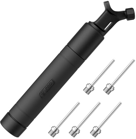 Ballpumpe mit 5 Ballpumpennadeln, Handpumpensystem zum Aufpumpen, Passt für jeden Sportball Fußball, Rugby, Volleyball, Basketball, Soccer Ball - Schwarz