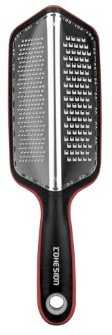 Kitchen Cheese Grater Stainless Steel 2-in-1 Coarse and Fine Double-Sided Vegetable Lemon Truffle Ginger Cucumber Grater Safe Design Easy to Clean - Red