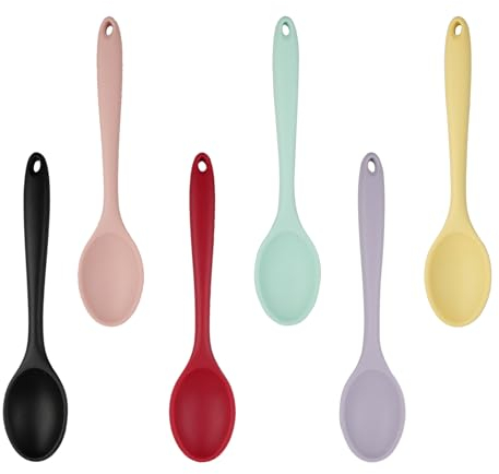 Zfseyuh 6 Pezzi Cucchiaio Silicone Colorato per Cucina, Senza BPA, Ottimo per Cucinare e Mescolare