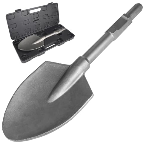 CPROSP Martillo Demoledor 30 mm, Pala Profesional con Eje Hexagonal, Cincel pala Puntiagudo SDS HEX 135 x 440 mm, Pala para Asfalto, Azada, Ideal para Remover Tierra Dura Arcilla y Cemento Muebles