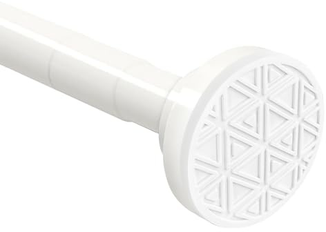 Barra de cortina de ducha extensible, antideslizante, nunca se oxida, barra de cortina de tensión, sin taladrar, acero inoxidable 304, nunca se pliega, para baño, cocina, jardín (white, 48-200cm)