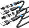 TUNKIA 60W Magnetic Fast Charging Cable 2Pack[1M/2M], 7PIN 6-in-1 USB C/A to USB C Magnetic Charger, 540° Rotating Magnetic Phone Charger Cable and Data Transfer Compatible with All Type of Devices