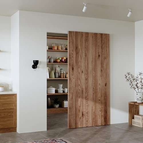 CEAKIAN Kit de herrajes para puerta corredera oculta de granero de 42 pulgadas con mecanismo de cierre suave para apertura de paso de 34 pulgadas, herrajes ocultos para puerta corredera, montaje en