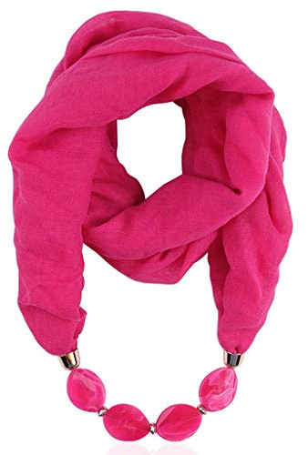 Generisch Damen Tücher Halskette Mode Must Have Schmuck Schal Sonnenschutz Jahrgang Böhmischen Stil Kette Quasten Halstücher Bekleidung Elegant Ethno Wrap Halstuch 180 x 57CM(A01 Hot Pink)