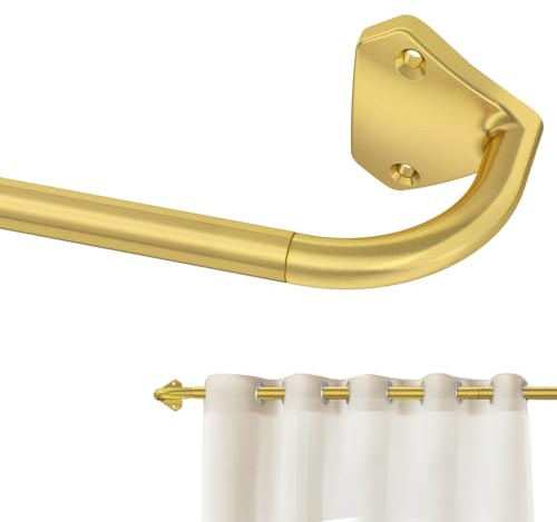 GXOACKJ Barras de cortina doradas para ventanas de 28 a 60 pulgadas, 5/8 pulgadas, barras de cortina opacas ajustables para dormitorio y exteriores