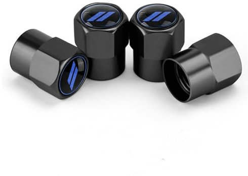 Misuyue 4pcs Bouchon Valve Pneu Voiture, Bouchon de Valve Voiture en Aluminium, Bouchon Valve Velo Métal avec Joint Caoutchouc, Hexagonal Universel Bouchon Pneu Voiture (Bleu)