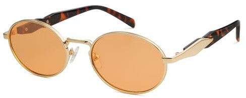 SOJOS Vintage Oval Metall Sonnenbrille Damen Herren Retro Groß Sonnenbrilen mit UV400 Schutz Gold SJ1224