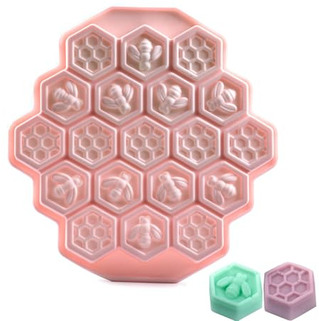Hoshisea 19 Cavità Silicone Sapone a Nido d'Ape Stampi, 3D a Nido D'ape Sapone Stampo, Stampo per Sapone in Silicone a Nido d'Ape, Fai da Te e Fai da Te per Preparare Torte (Rosa)