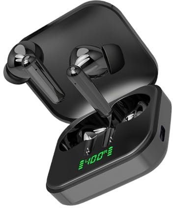 Auriculares inalámbricos con cancelación de ruido, auriculares intrauditivos con micrófono integrado, largo tiempo de reproducción, llamadas claras para deportes, entrenamiento y trabajo