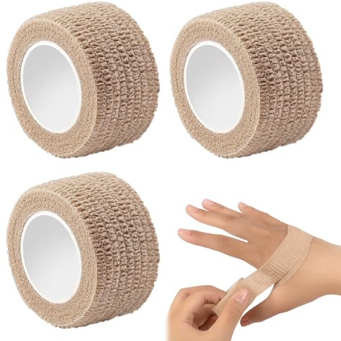 3 PCS Cohesive Finger Tape, Self-Adhesive Plaster Tape for Cricket Finger Protection, Toe Tapes Style Elastic Wraps, Breathable Thumb Tapes Alternative for Sports, First Aid, Wrist & Thumb Use