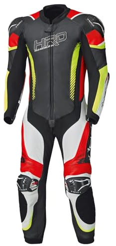 Held Brands Hatch - Tuta in pelle da motociclista, con protezioni D3o T5 Level 2, classe AAA, colore nero/bianco rosso, taglia 28