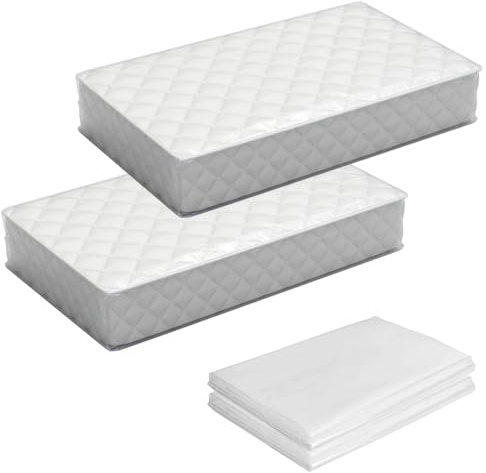 2 Pezzi Custodia Materasso Singolo, 90x200x20cm Sacco Protettivo per Materasso in Plastica, Coprimaterasso Impermeabile Sacco per Materasso Singolo per Conservazione, Stoccaggio, Trasloco