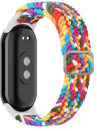 Panda Bobo flätad elastisk nylon klockarmband kompatibel med Xiaomi Smart Band 10/9/8, justerbart spänne, andningsbart sportband, En storlek, Nylon, Ingen ädelsten