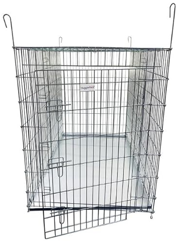HugglePets Giant XL Dog Crate | Extra Large Folding Training & Travel Cage | Easy Clean with Free Removable Metal Tray | Size 42 inch for All Larger Breed Dogs | Single Door Access with Sliding Bolt