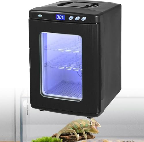 Reptilinkubator ägginkubator, 25 l vetenskaplig laboratoriekylning och uppvärmningstermostat låda med temperaturkontroll, digital LED och belysning