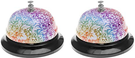 VOSAREA 2 Pièces Cloche De Réception Service Sonnette Portable Pour Restaurant Hôtel Avec Motif Fleuri Facile à Utiliser