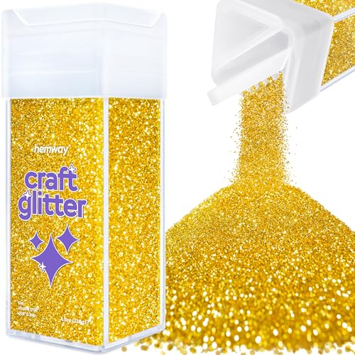 Hemway Craft Glitter Shaker Gold 130g Ultrafine | for Resin & Epoxy Crafts, Christmas Art Supplies, Nail, Body, Face, Eye, Festival, Crafting, Slime, Sparkle