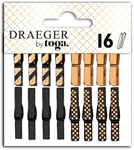 Toga Pinzas para la Ropa, Negro y Dorado, 3 cm x 0,3 cm