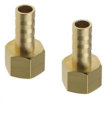 YINETTECH 2Pcs 8mm Barb to 1/4 Inch BSP Female Thread Brass Coupler Connectors Barbed Pipe Joint Adapter For Fuel Air Gas Water Oil