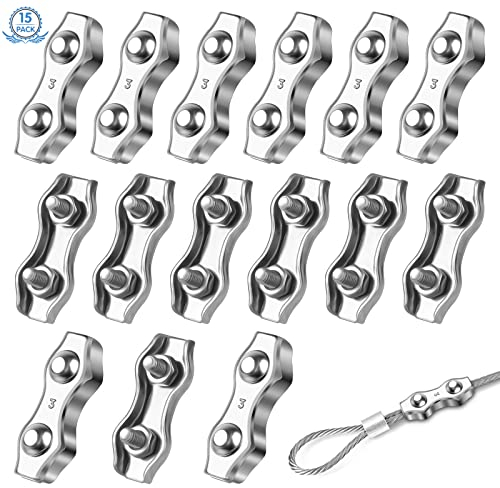 M3 Duplex Klemme 15 Stück 304 Edestahl Drahtseilklemme Duplex Drahtseil Clips Drahtseil Seilklemme für 3mm Drahtseil Wäscheleine Makise Fixiert