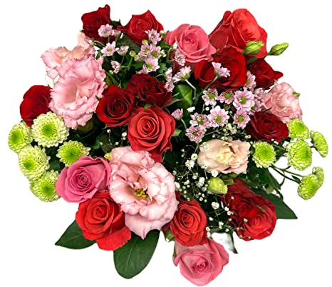 Pet-Jos Blumenstrauß, bunter Blumenstrauß, Frische Blumen, Inklusive gratis Geschenkkarte, Flower bouquet, Fresh flowers, Cut flowers Gift for Valentine's Day, Birthday, Santini, Roses