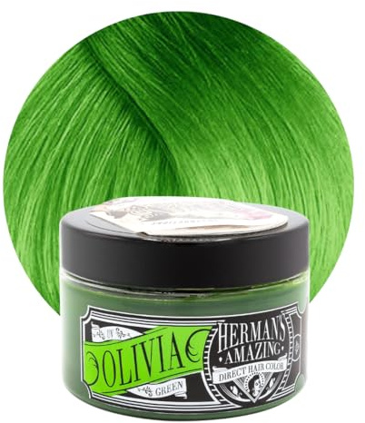 Herman's Amazing Direct Hair Color - Grüne Haarfarbe - Semi Permanent Hair Color - Auf Conditioner Basis Haarfarbe Grün - UV Hair Dye - UV Olivia Green 115 ml