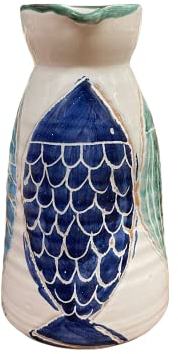 KRUG Handbemalte Keramikkaraffe mit Saraghina Fischmotiven, Höhe 21 cm, Durchmesser Basis 12 cm, Durchmesser oben 8 cm, bunt (colorful), Italienisch