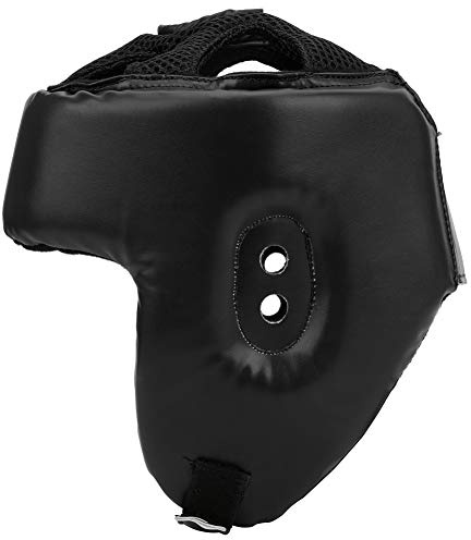 KIMISS Casco da boxe in PU, protezione per la testa di Sanda Kickboxing, regolabile, per allenamento, colore nero, taglia L (nero)