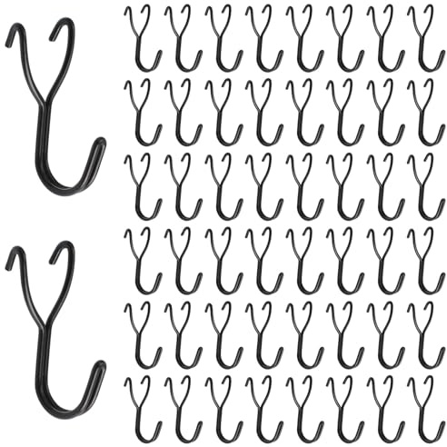 MOROBOR Lot de 50 crochets en acier inoxydable noir pour panneau perforé, 25 mm, antirouille, facile à installer, minimaliste, cuisine, salle de bain, salon, rangement