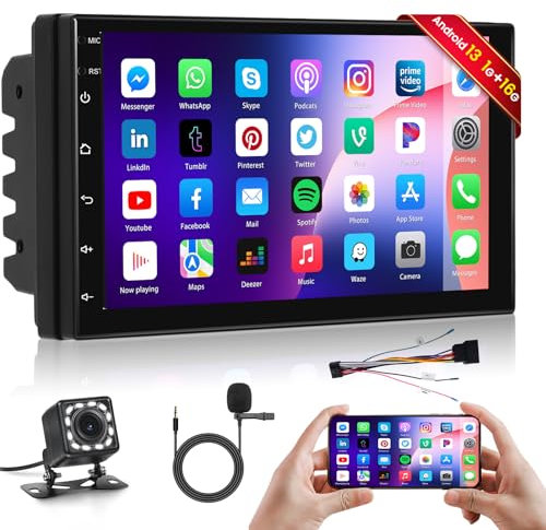 Hikity Android Autoradio 2 Din con Cavo Adattatore ISO 7 Pollici Touchscreen Stereo Auto 2Din con GPS Navigation WIFI FM Bluetooth Mirror Link Ricarica Rapida Telecamera di Backup Impermeabile MIC