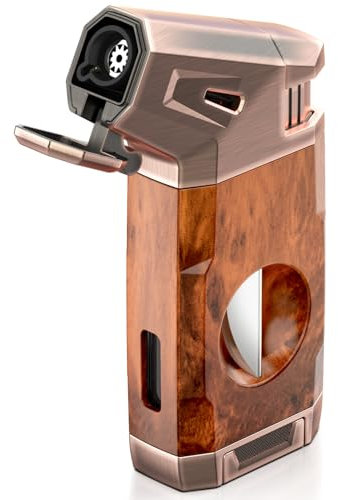 Zigarrenfeuerzeug mit Schneider, Zigarren Feuerzeug Jetflame Jet Gasfeuerzeug, Sturmfeuerzeug Gas Nachfüllbar, Ohne Gas