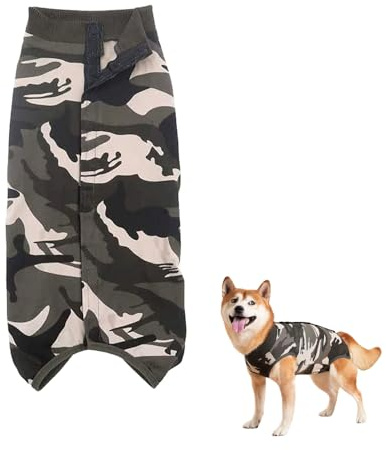 Dog Surgery Recovery Suit Camouflage Dog Recovery Suit Female Male Soft Dogs Bodysuit After Surgery Large Post Surgical Dogs Vest for Post Operative Abdominal Wounds Protect Prevent Licking (L)