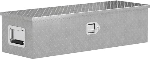 HOMCOM Cassetta porta attrezzi in alluminio con maniglie laterali, serratura e chiavi, cassetta porta attrezzi per camion, cassetta porta attrezzi per rimorchi, 99 x 33 x 25,5 cm