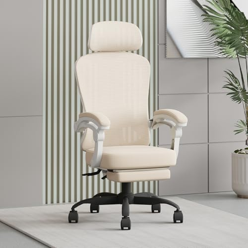 HapGIFT Computerstuhl, ergonomischer Bürostuhl mit Fußstütze, verstellbare Höhe, PC-Büroarbeitsstuhl mit Kopfstütze und Armlehne, atmungsaktives Netz-Schreibtischstühle für Erwachsene, Mädchen, Frauen