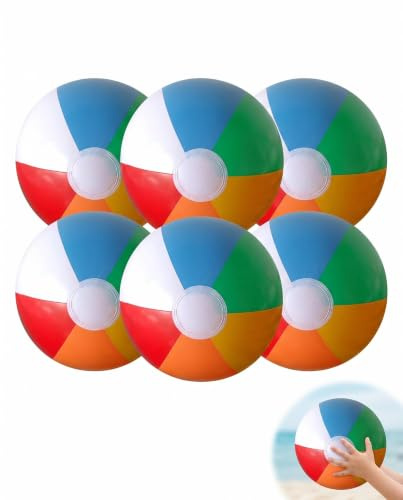 BTACGWP Ballons de Plage Gonflables Lot de 6 Ø 23cm, Jeu de Plage et Piscine Stables, Idéaux pour Animations d'Été, Activités Ludiques Multi-Contextes sur Sable ou Eau