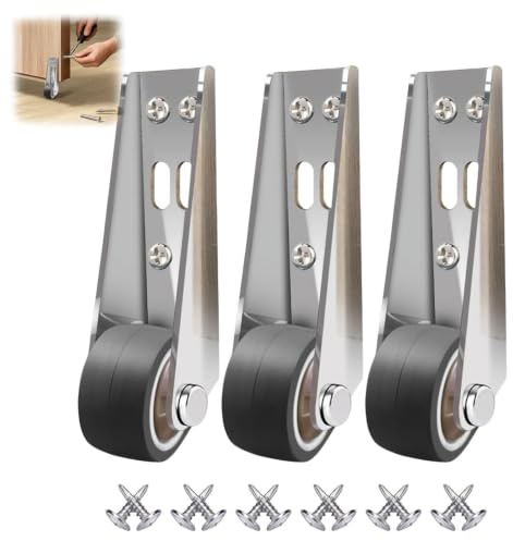 Door Support Wheel, 3 Pack Heavy-Duty Vertical Track Rollers | Adjustable Wooden Door Sagging Repair Tool, Silent Fence Gate Wheels With Bearings For Hanging Down Gate Casters For Applianc