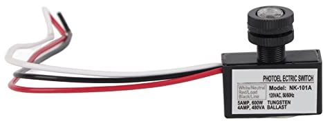 Dusk to Dawn Light Sensor, 120V AC Hardwired Photocell Sensor Control, Outdoor Post Eye Photoelectric Switch Automatic On Off for LED Incandescent Lighting Fixtures