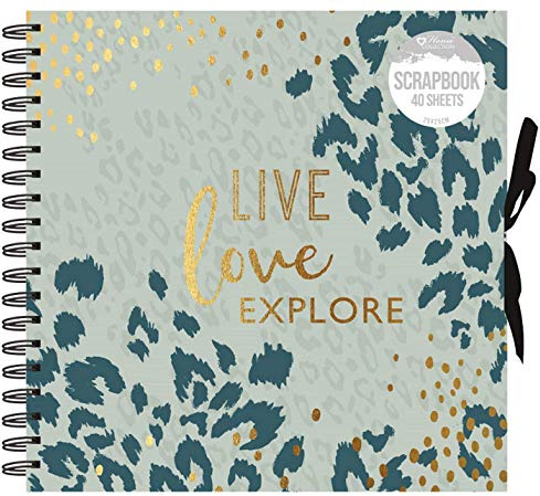 Home Collection Live Love Explore Animal Print Spiral Bound Scrapbook Photo Album Square 40 Sheets