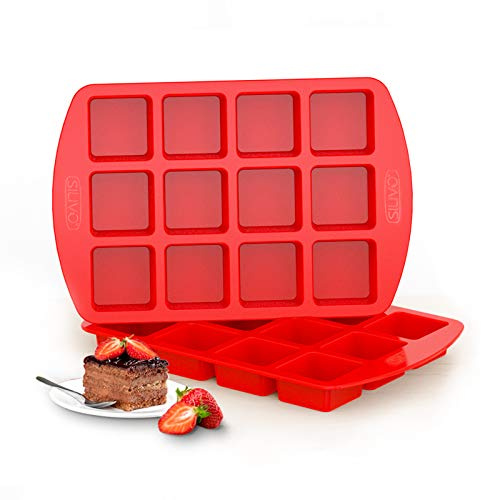 2 Pack Silicone Brownie Pans, 12-Cavity Nonstick Brownie Molds