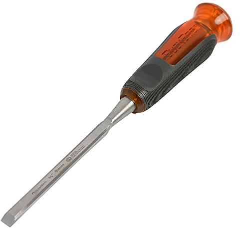 Buck Bros. 74812 3/8-Inch Wood Chisel, Full Tang Wood Carving Tools, Woodworking Tools for Carpentry, Trim Work, and DIY Projects, Hardened Steel Blade, Beveled Edge, Durable Non-Slip Handle